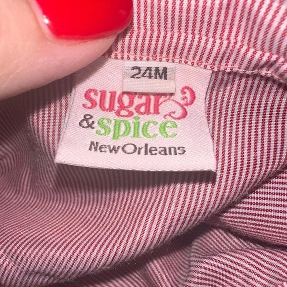 NWOT Boys Petit Ami Santa Claus Red Cotton Gingham Size 24 month 2 pieces - Picture 4 of 6